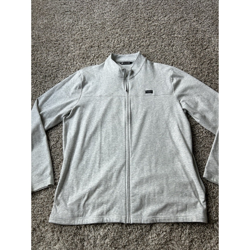 Travis Mathew Jacket Mens XXL Grey Cloud 2.0 1/4 Quarter Zip Fleece Golf Logo